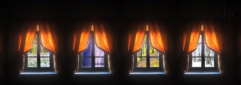 Windows with Curtains