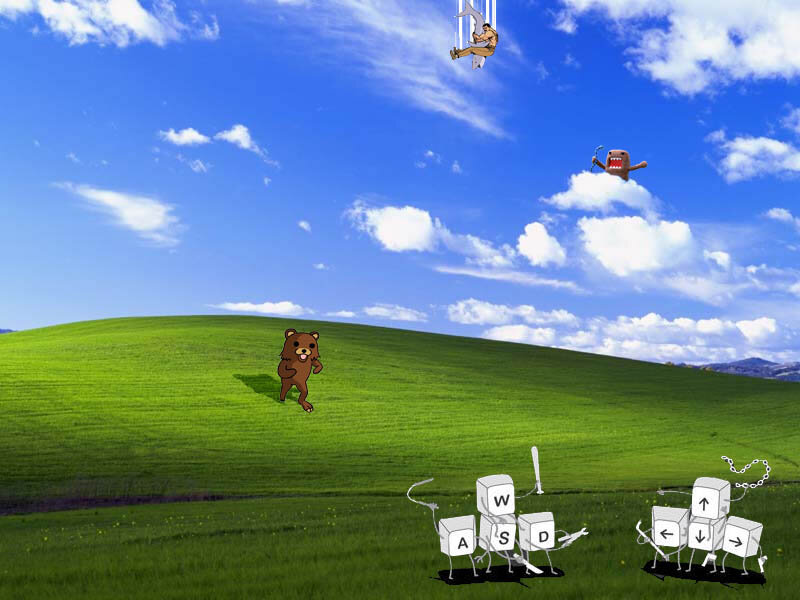 Windows XP desktop with characters