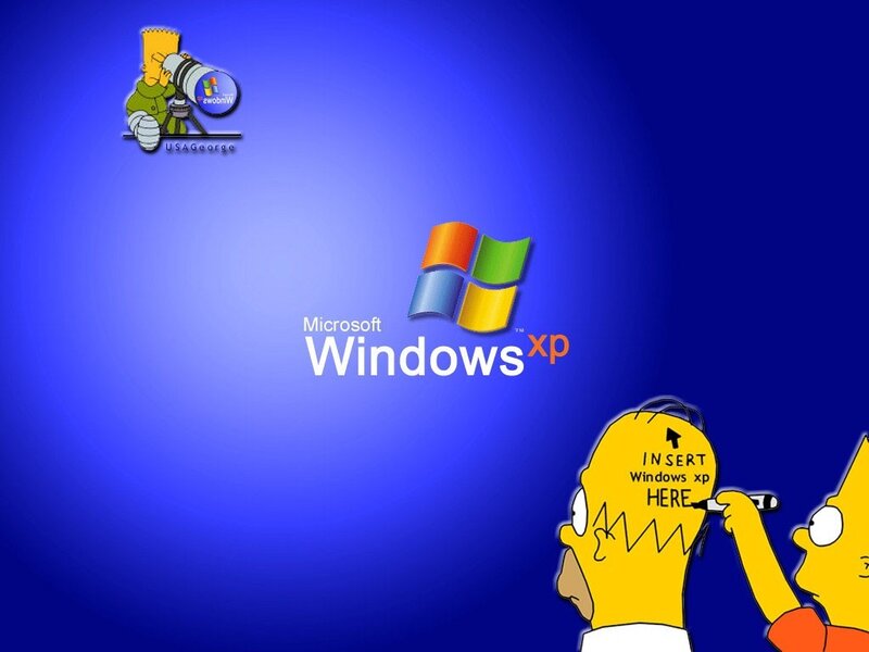 Windows XP desktop with Simpsons
