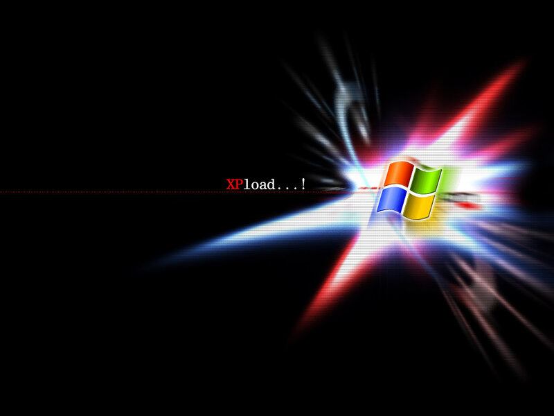 Windows XP Logo — Black, Dramatic, Digital Art