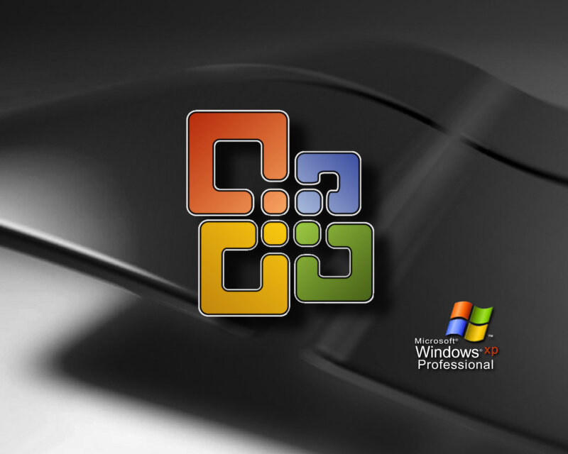Windows XP Logo — Black, Neutral, Digital Art, Text, Orange