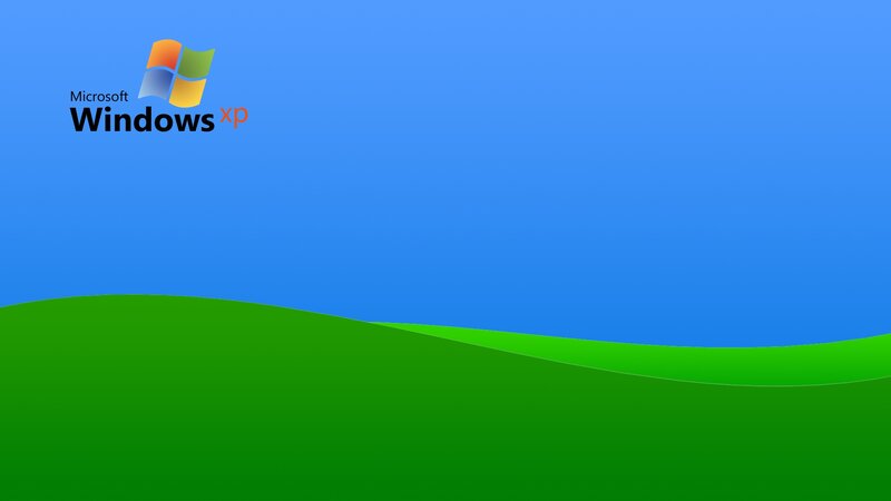 Windows XP Logo — Blue, Serene, Digital Art, Green Hill