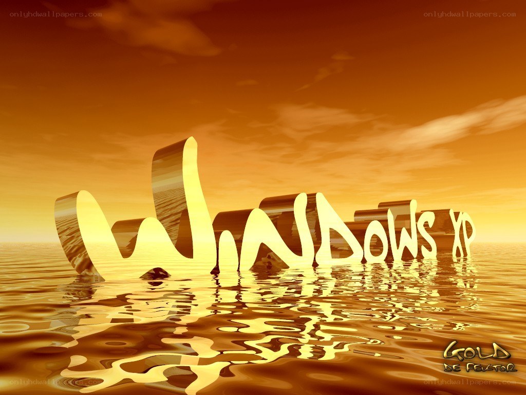 Windows XP logo in golden water