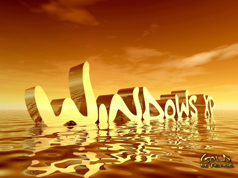Windows XP logo in golden water