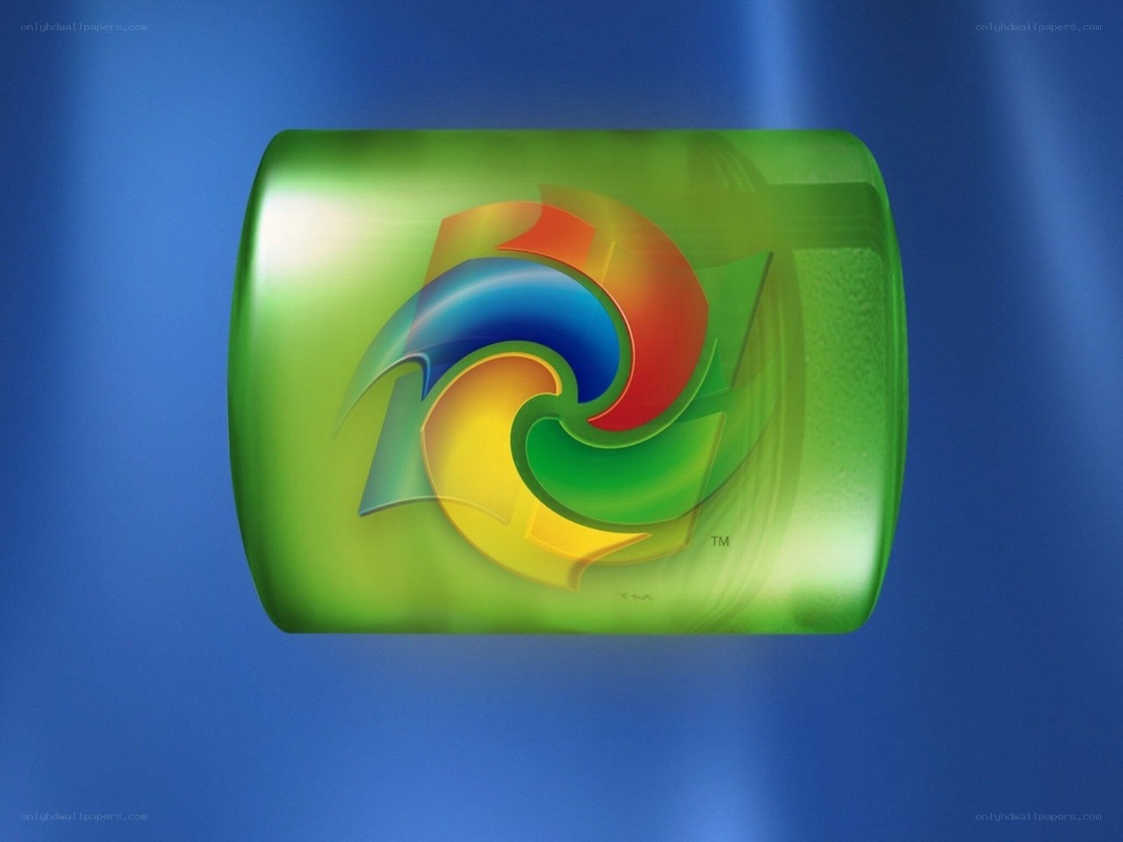 Windows XP logo on green cylinder