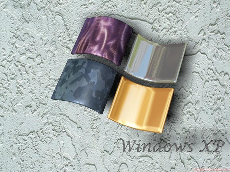 Windows XP logo on textured wall