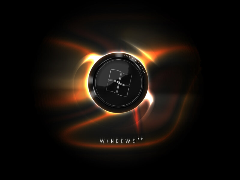 Windows XP logo with fiery effect