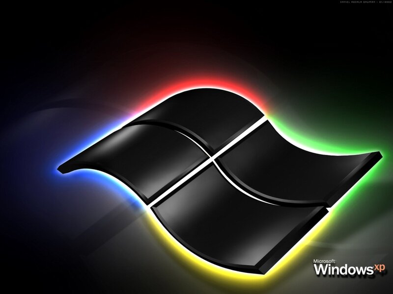 Windows XP logo with neon lights