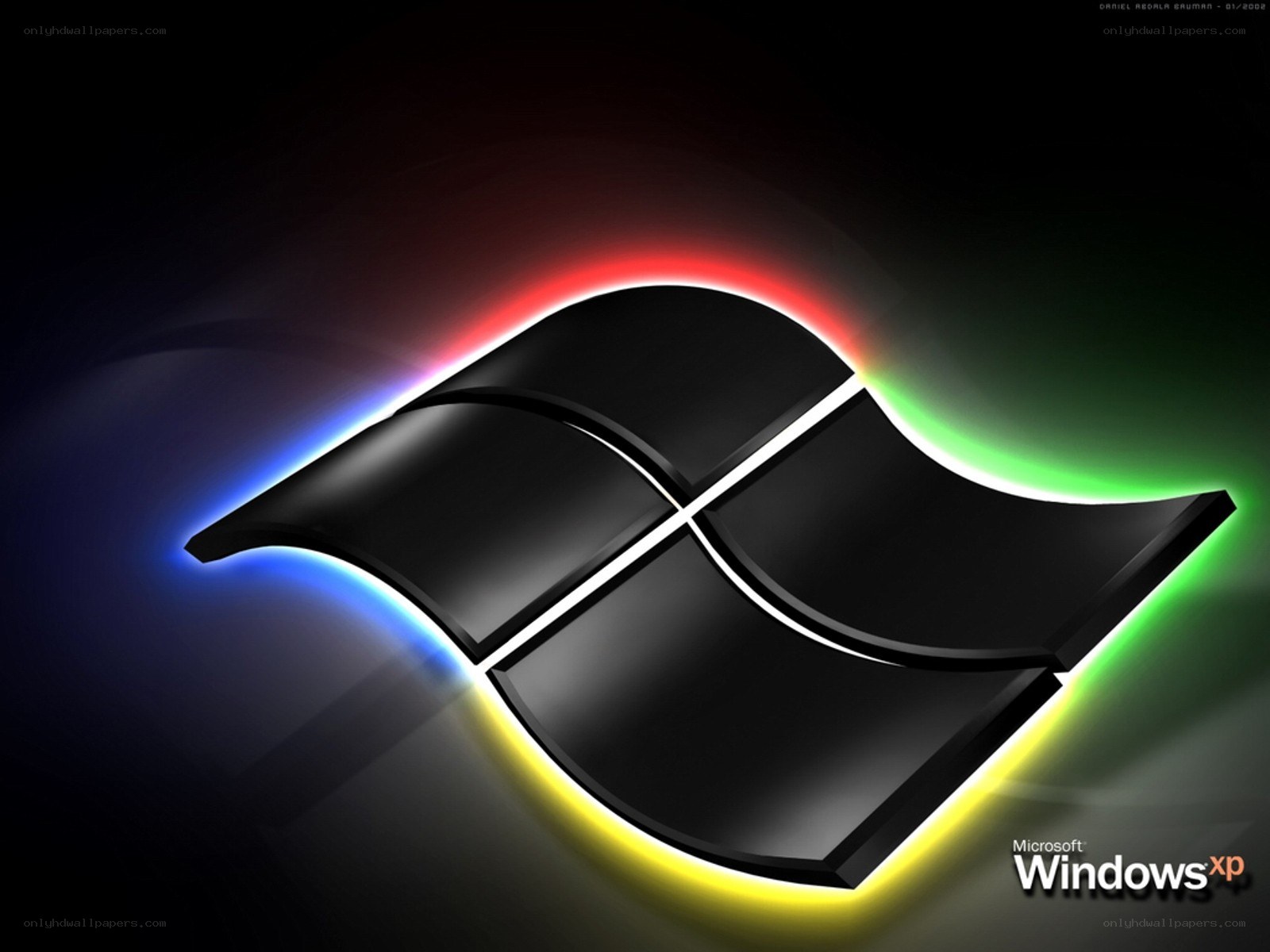 Windows XP logo with neon lights