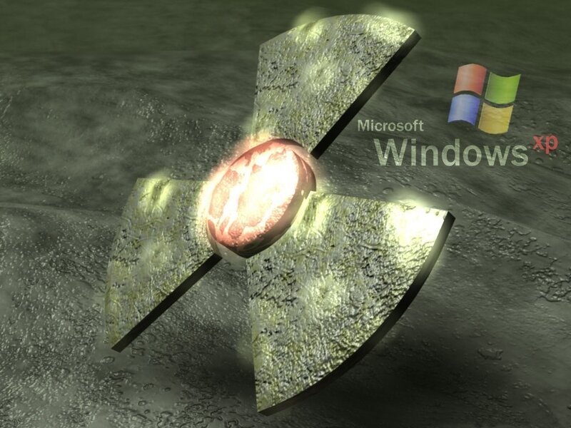 Windows XP logo with nuclear symbol