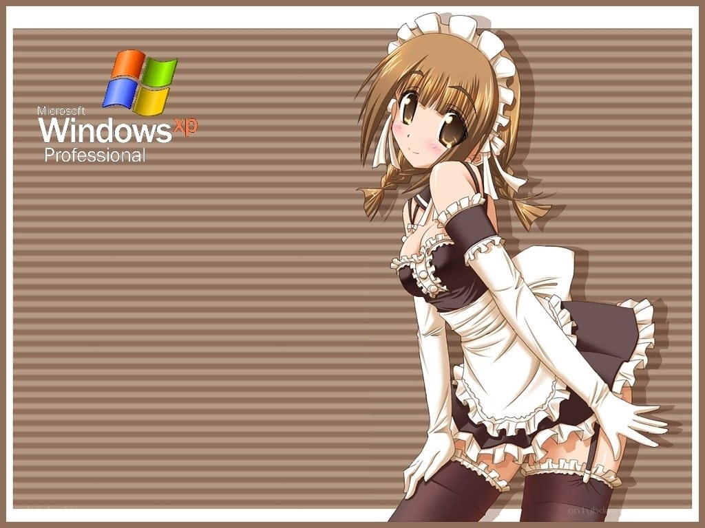 Windows XP with anime maid