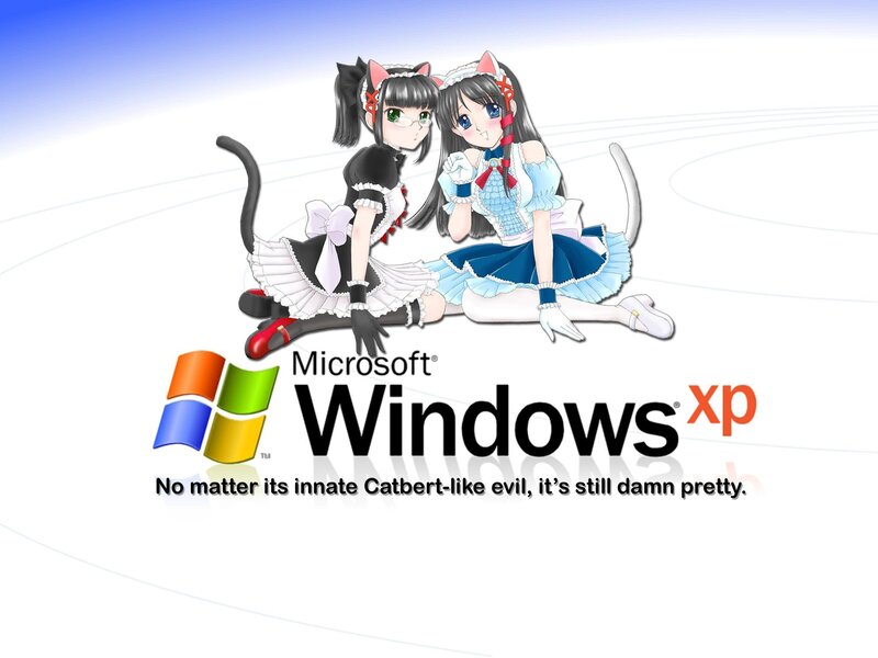 Windows XP with anime maids