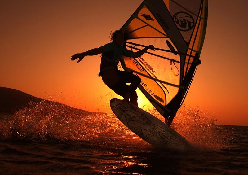 Windsurfer at sunset