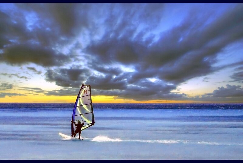 Windsurfer at sunset