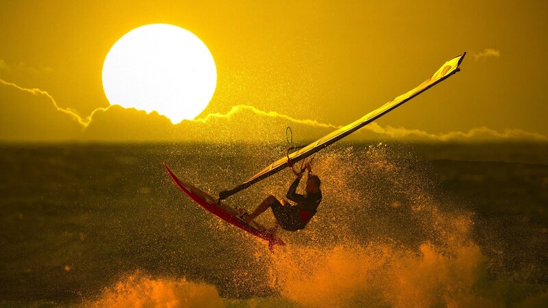 Windsurfer at Sunset — Yellow