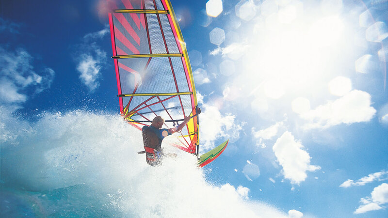 Windsurfer in Action — Blue, Dynamic, Afternoon, Photograph