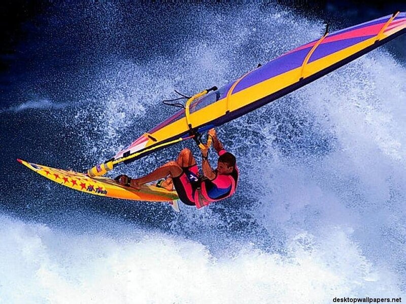 Windsurfer in Action — Blue, Dynamic, Photograph