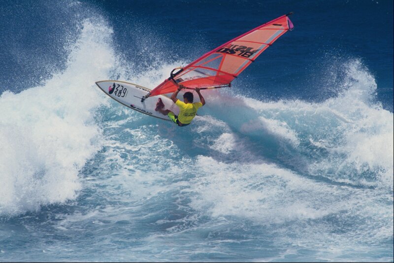 Windsurfer in Mid-air — Blue, Dynamic, Afternoon