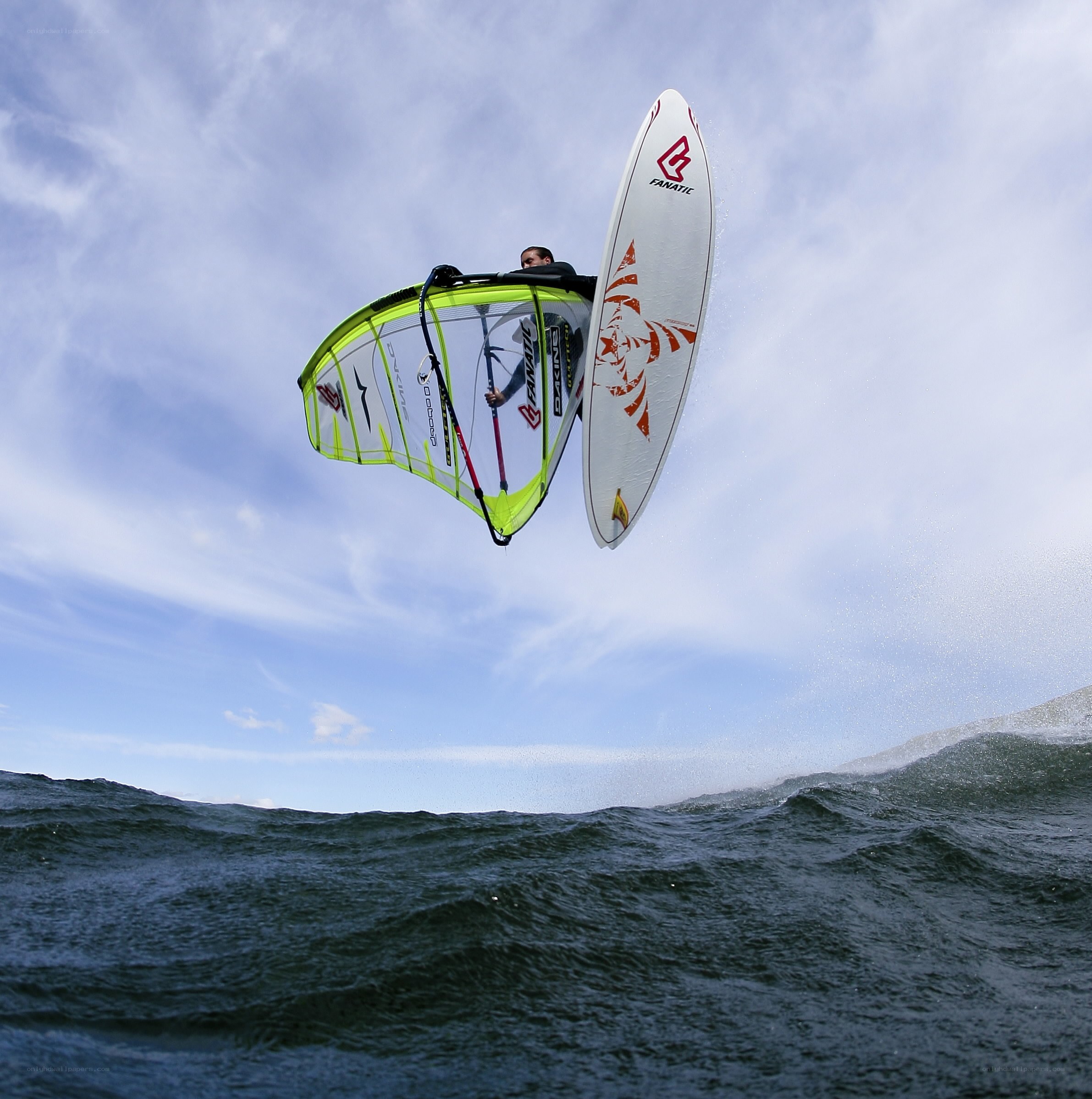 windsurfer in mid-air jump