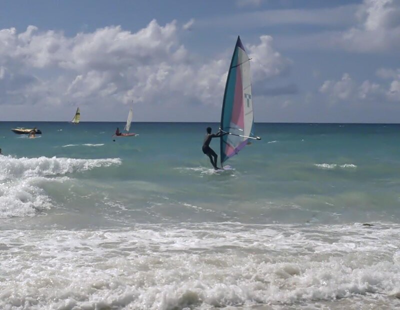 Windsurfer in Ocean — Blue, Active