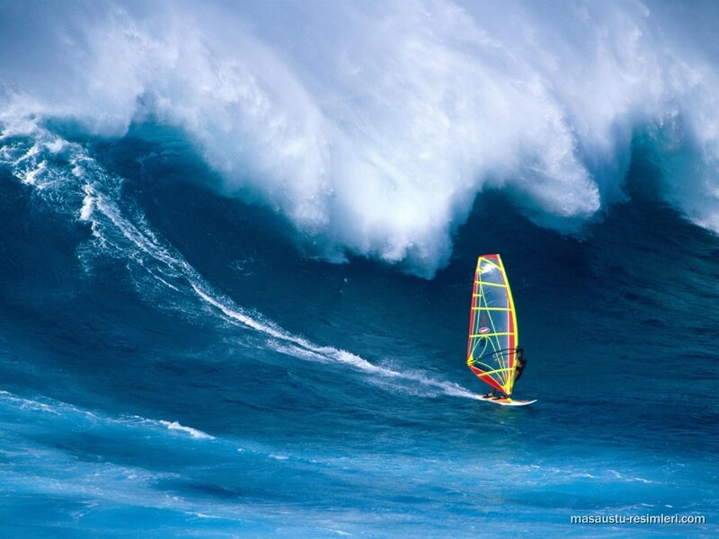 Windsurfer in Ocean — Blue, Dramatic
