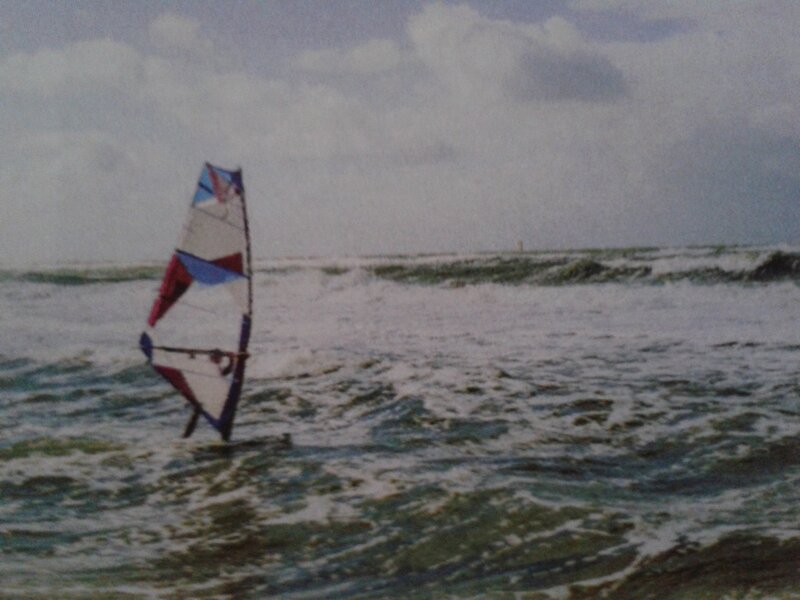 Windsurfer in Ocean — Blue, Overcast