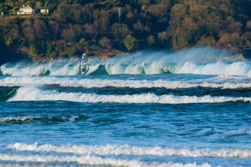 Windsurfer in Ocean — Blue