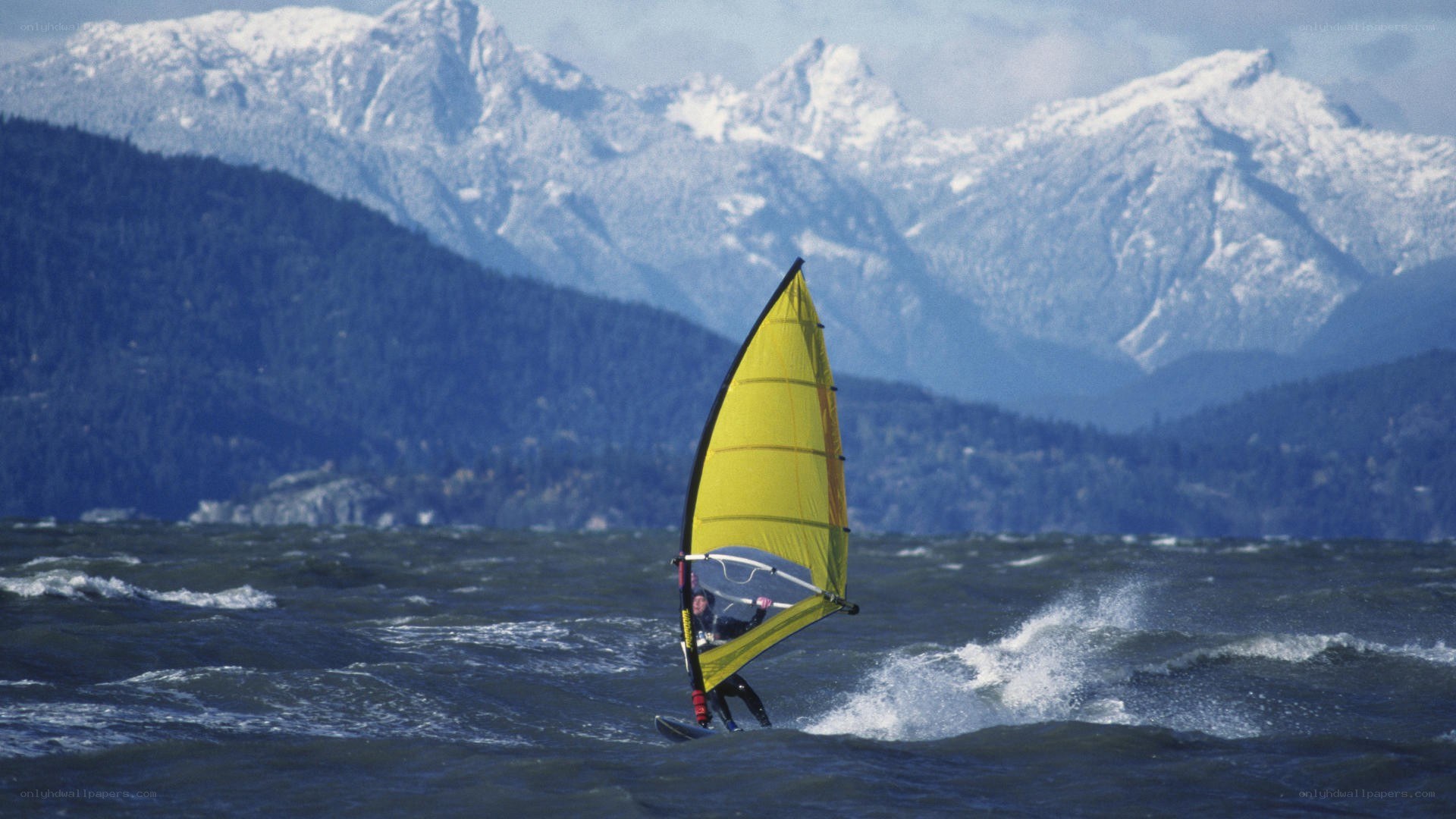 windsurfer on choppy water