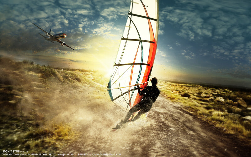 Windsurfer on Desert