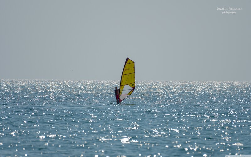 Windsurfer on Ocean — Blue, Serene