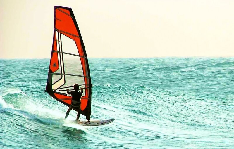 Windsurfer on Ocean — Orange