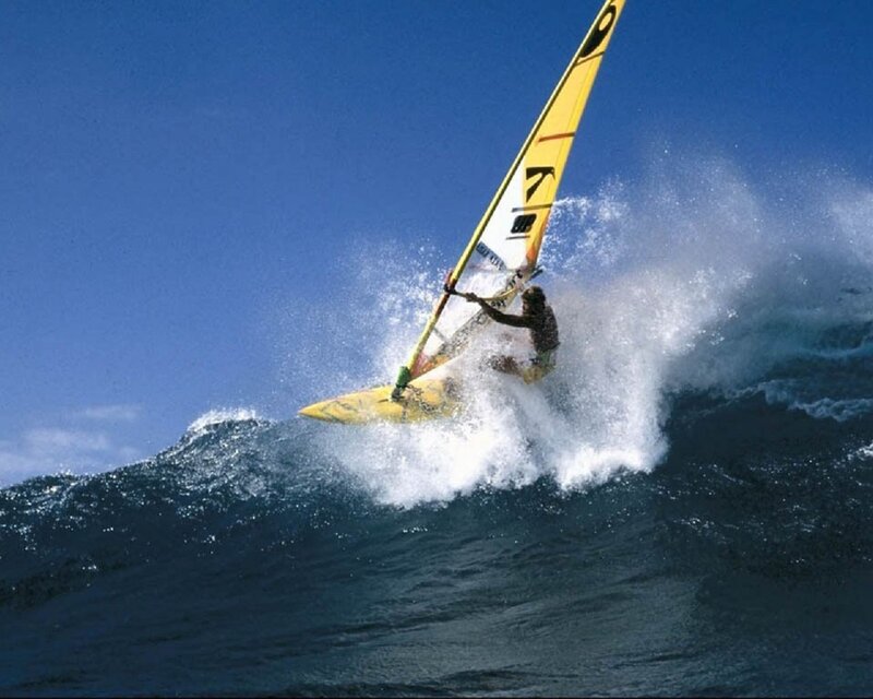 Windsurfer on Wave — Blue, Dynamic, Afternoon, Photograph