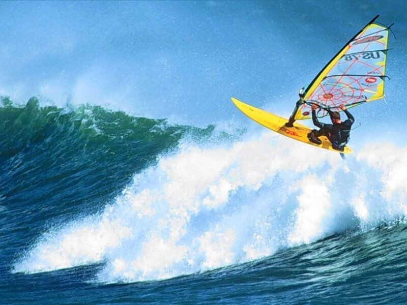 Windsurfer on Wave — Blue