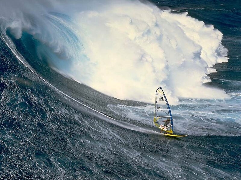 Windsurfer on Wave — Dramatic