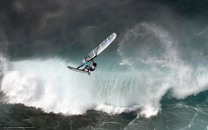 Windsurfer on Wave — White