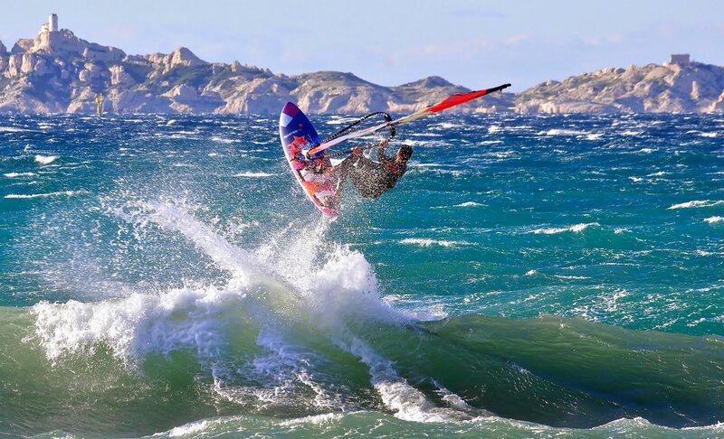 Windsurfer Performing Jump