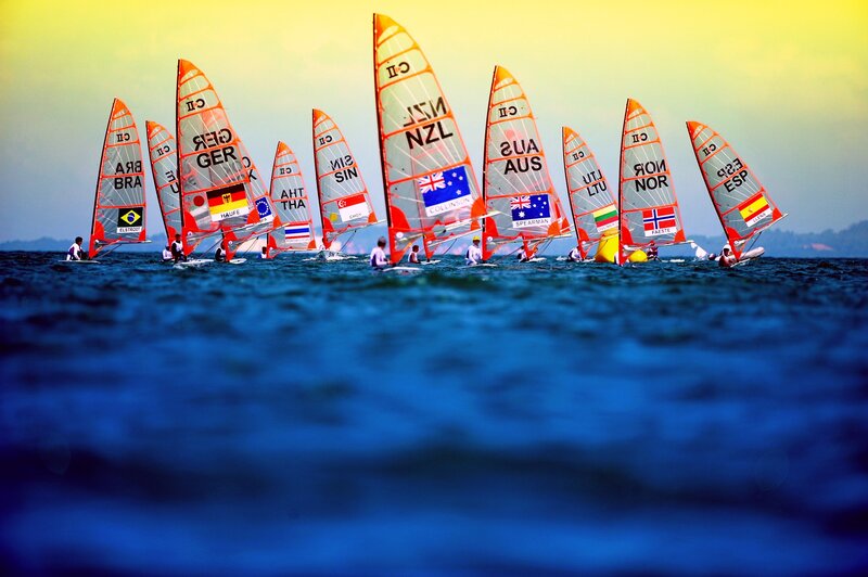 Windsurfers in Race — Blue
