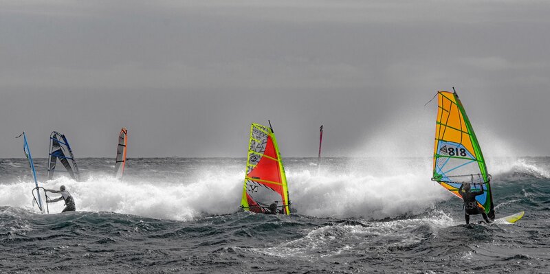 Windsurfers in Waves