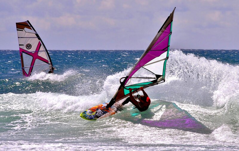 Windsurfers on Waves — Blue