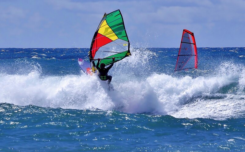 Windsurfers on Waves