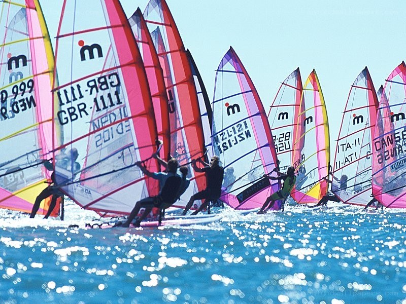Windsurfing competition on the water