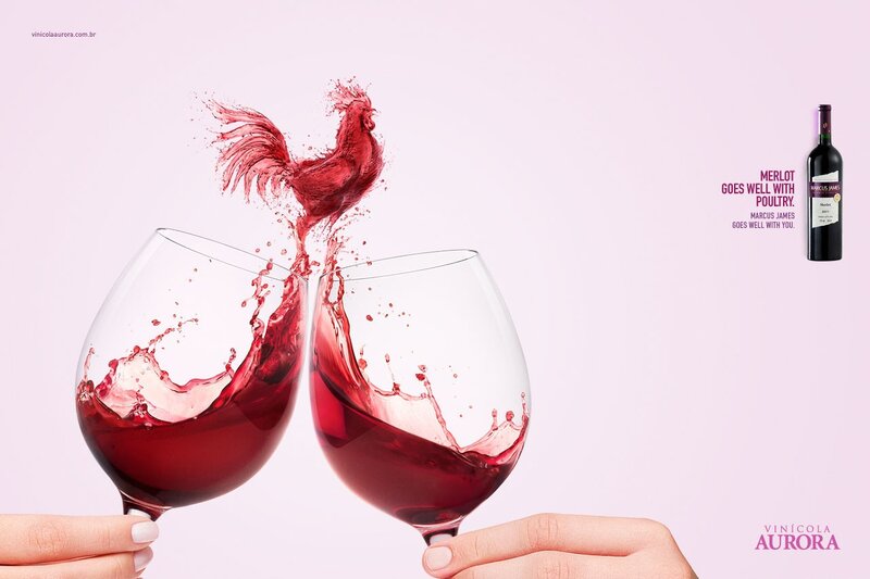 Wine and a rooster