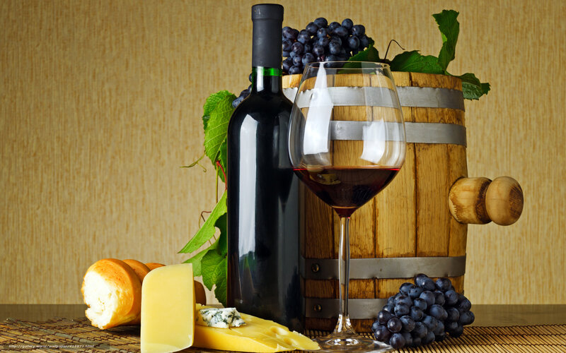 Wine and Cheese Arrangement — Brown, Calm, Photograph