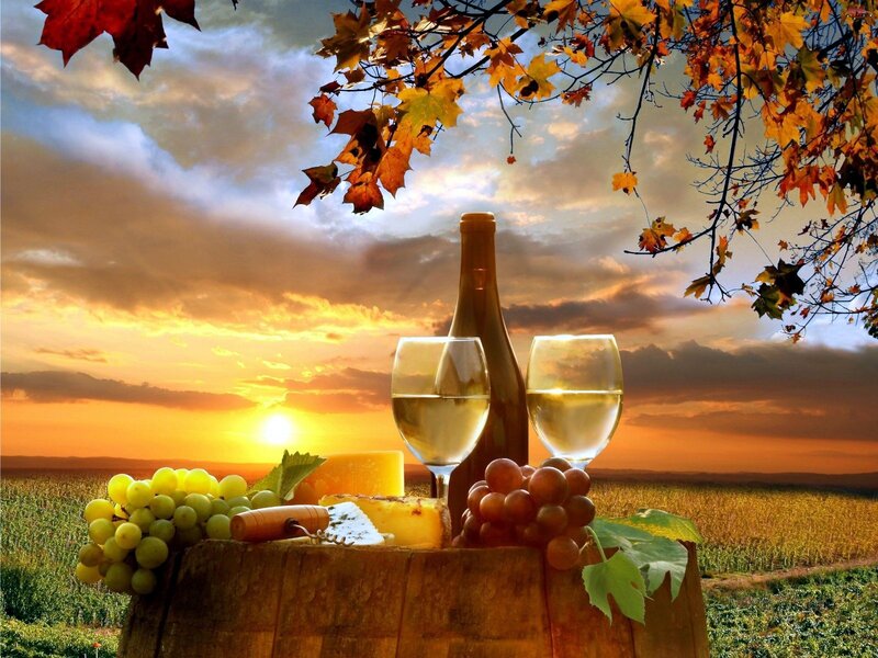 Wine and Cheese on Barrel