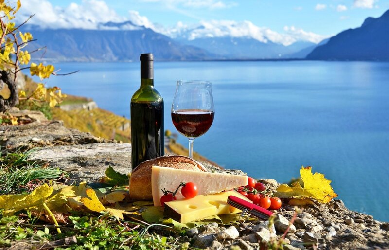 Wine and Cheese on Rocks