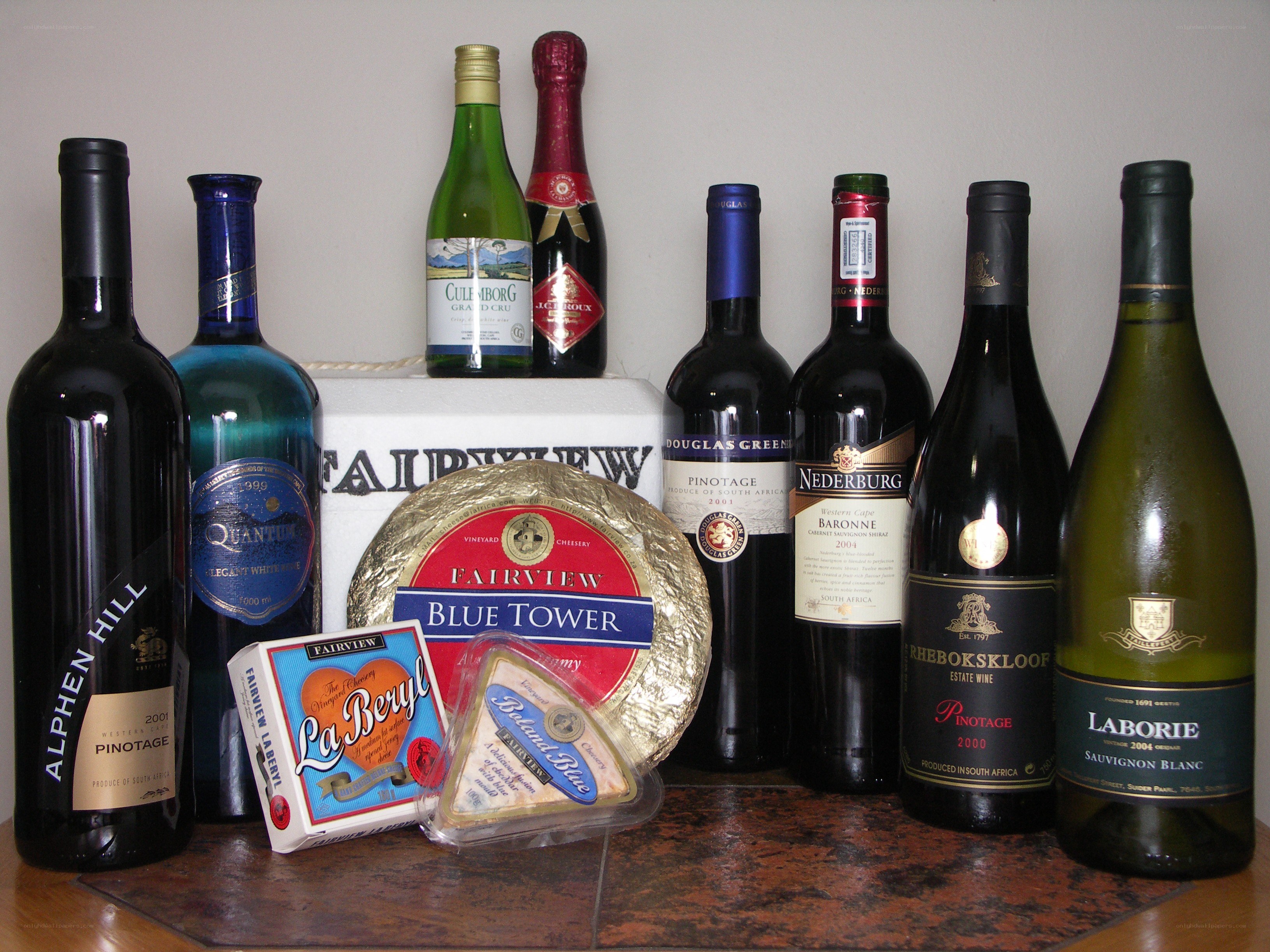Wine and cheese selection