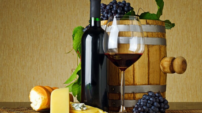 wine and cheese still life