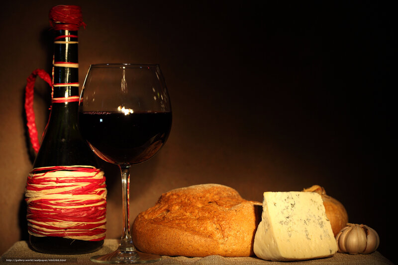 Wine and Cheese Still Life — Brown, Dramatic, Photograph