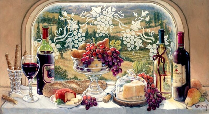 Wine and Cheese Still Life — White