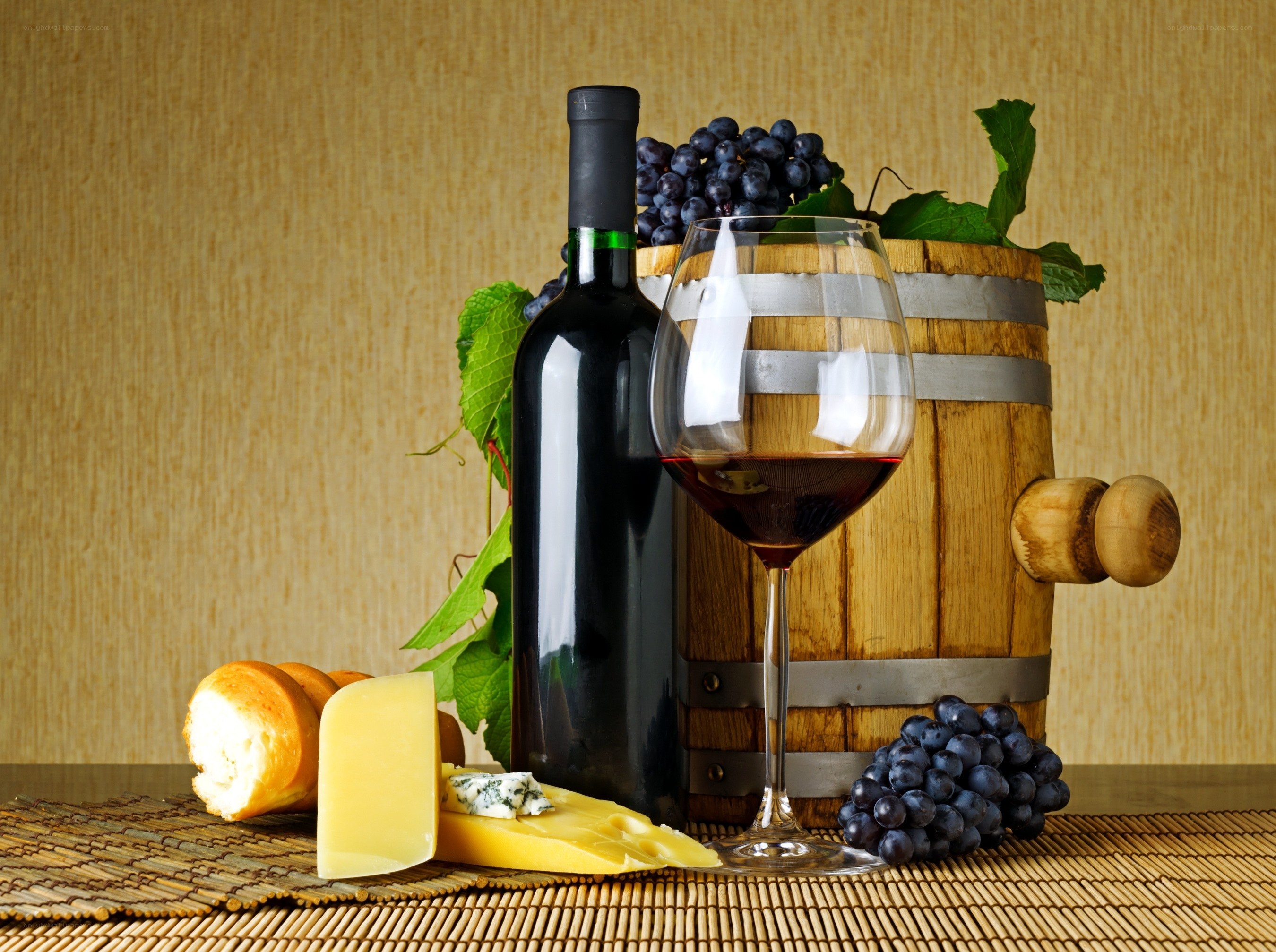 wine and cheese still life